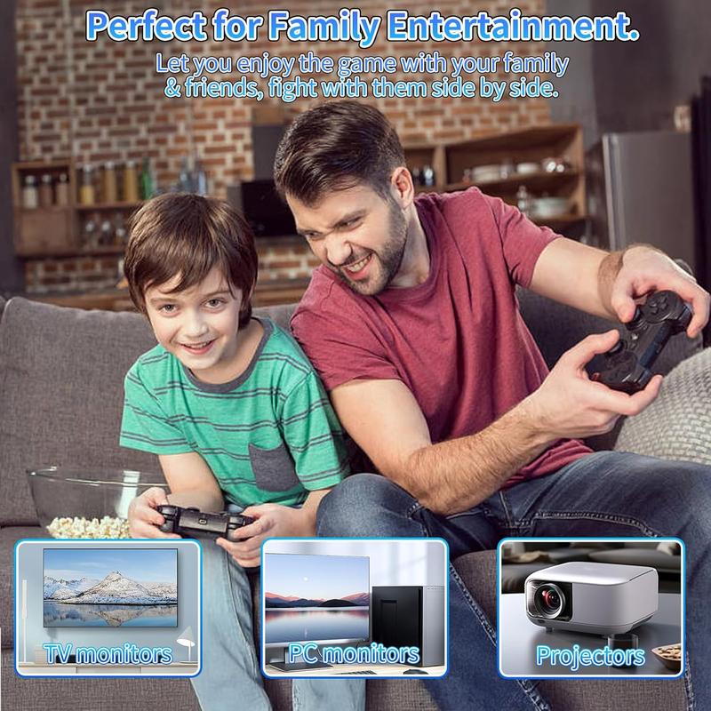 Retro Game Console – 20,000+ Classic Games Built-in, 18 Emulators, Dual 2.4G Wireless Controllers, 4K HDMI Output, 64GB Plug & Play Game Stick for TV, PC, Projector