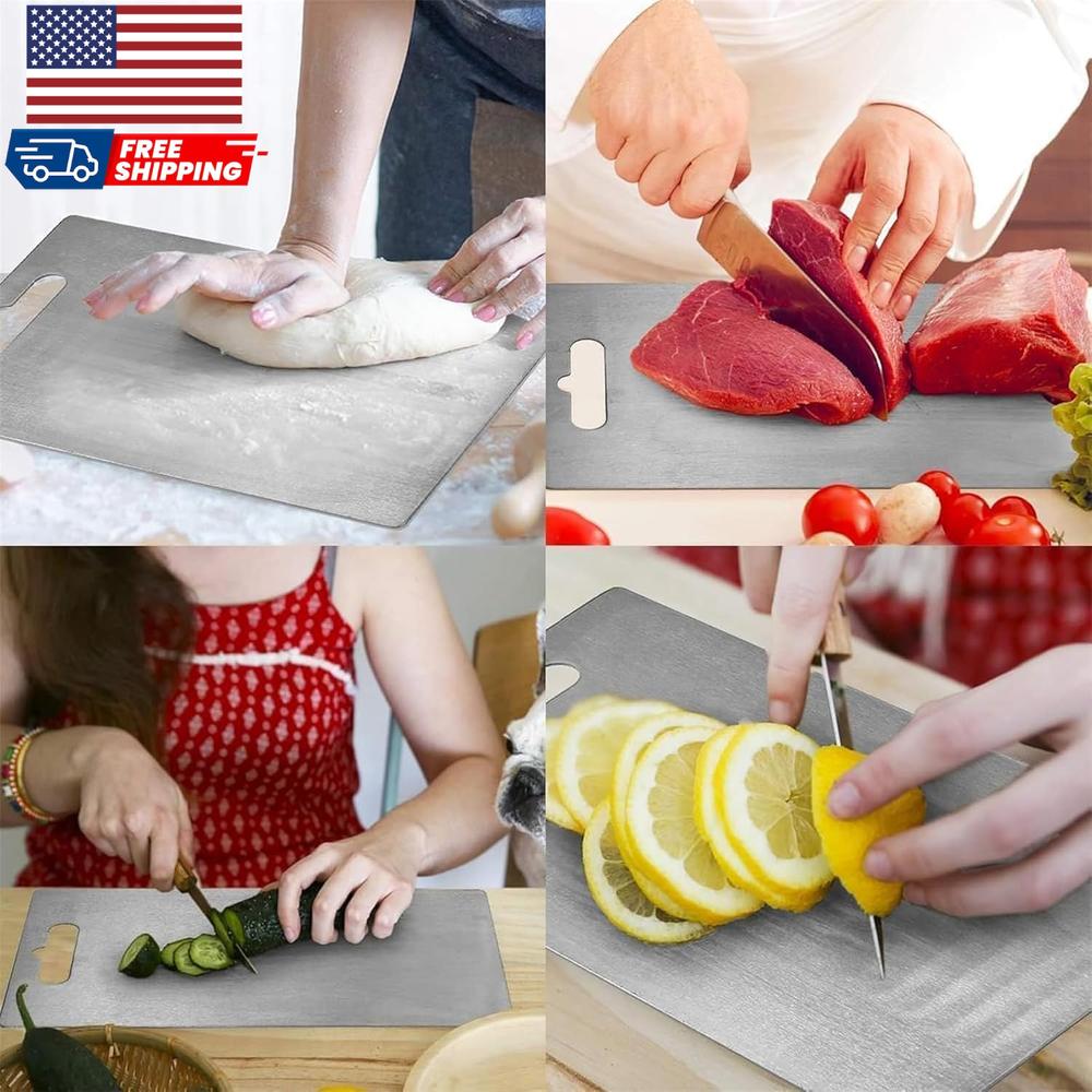 3-Piece Premium Stainless Steel Cutting Board Set – Non-Porous, Hygienic & Dishwasher Safe – Ideal for Meat, Vegetables & Daily Kitchen Prep (Made in USA)