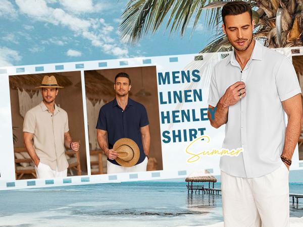 COOFANDY Summer Clearance Men's Shirts Short Sleeve Casual Shirts Button Down Shirt for Men Beach Summer Wedding Shirt Menswear Fashion Outfit Jeans