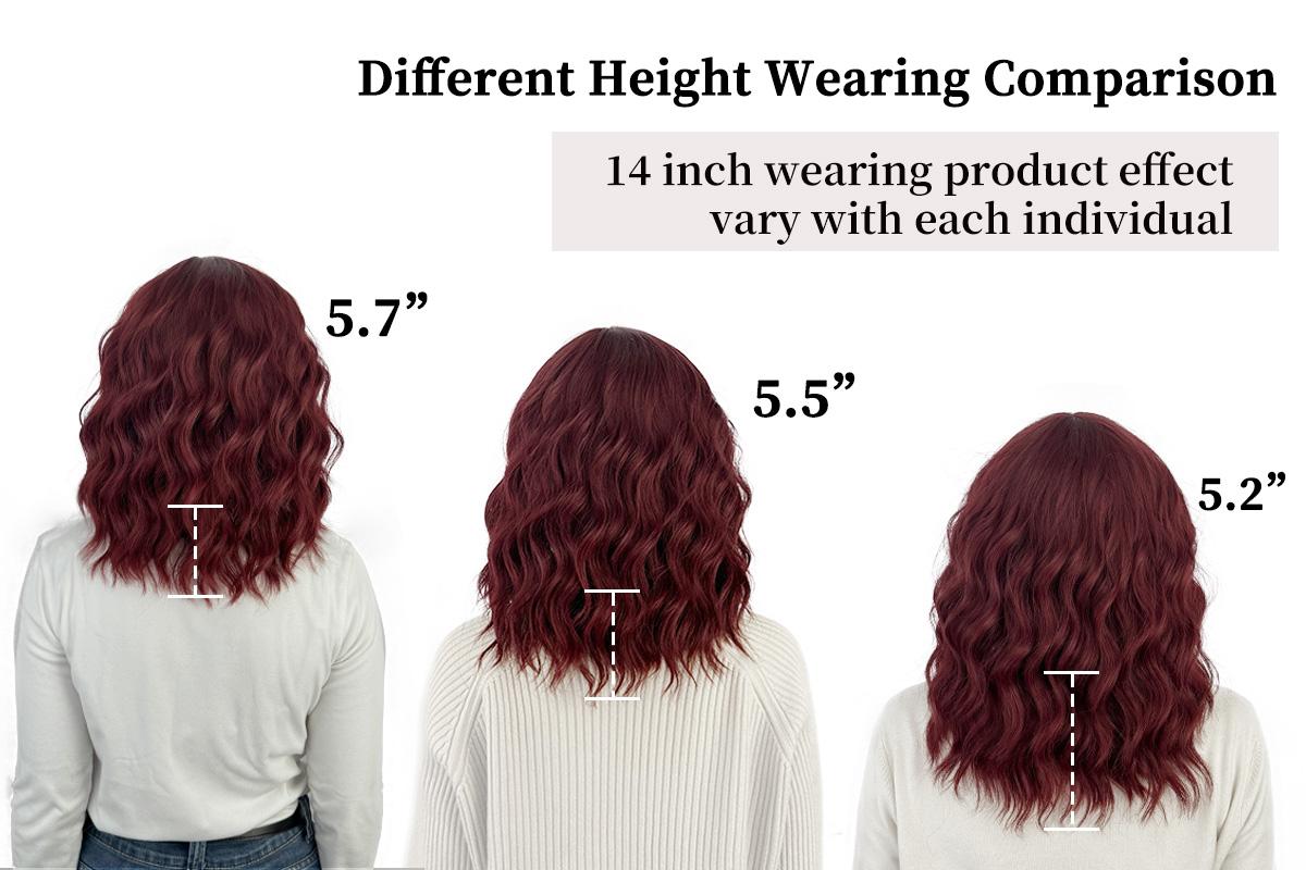 [ AISI HAIR ] Curly Bob Wig with Bangs Short Wavy Wine Red Color Wigs for Women Bob Style Synthetic Heat Resistant Bob Wigs