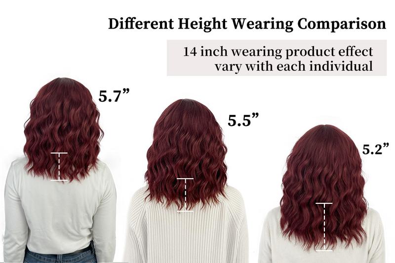 [ AISI HAIR ] Curly Bob Wig with Bangs Short Wavy Wine Red Color Wigs for Women Bob Style Synthetic Heat Resistant Bob Wigs