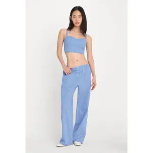 POPLIN PULL ON PANTS | BLUE & WHITE STRIPE