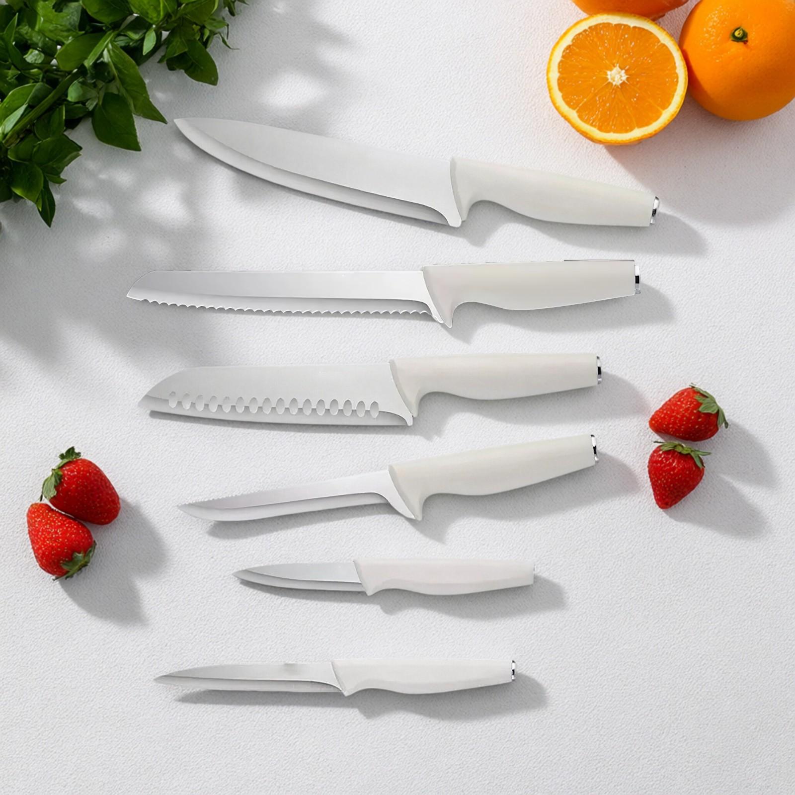 15-Piece Kitchen Knife Set with Solid Wood & Plastic Knife Block: Chef's Knife, Japanese-Style Knife, Meat/Vegetable Knife, Chicken Bone Knife, German-Style Steak Knife – All Included. Wooden Sturdy Chopping Utensils Storage Cutting