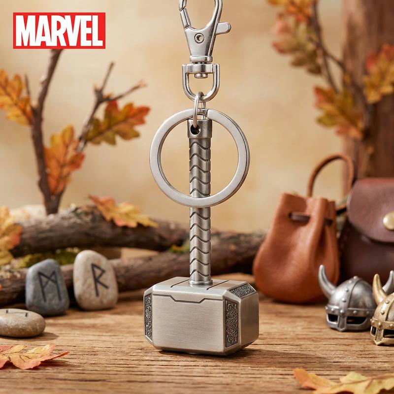Marvel Thor Keychain 1PC Officially Licensed Thor Hammer Design with Leather Strap for Fans Stormbreaker Zinc Alloy Suitable for Gift