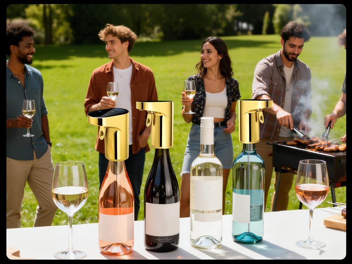 5-in-1 Electric Wine Decanter with Aerator,Digital Alcohol Bottle Dispenser Adjustable Dosing,Smart Whiskey Pourer, Liquor/Spirits Pump Automatic,Nice Gifts for Women Men Mom Dad Husband Boss (Gold)