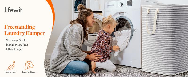 Lifewit Laundry Hamper Large Collapsible Waterproof Laundry Basket with Easy Carry Handles for Bedrooms, Bathrooms, and College Dorms