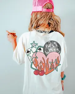 Comfort Colors Western Graphic Tee, Turquoise Cherry Heart Disco Shirt