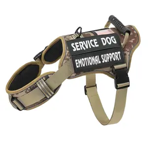 USLOCAL Tactical Service Dog Harness with Control Handle No Pulling Adjustable Reflective Pet Vest Harness Easy Walking Training