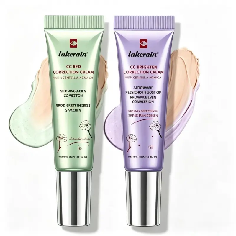 Centella Asiatica CC Color Correcting Cream SPF25 - Sensitive Skin Hydrating Compact Foundation Primer, Lightweight Oil-Control Tone Adjuster, Green for Redness Neutralization, Purple for Dull Skin Brightening, Flawless Blend Daily Makeup Base Sunscreen,,
