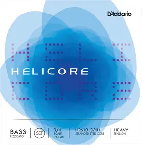 D'Addario Helicore Pizzicato Bass String Set, 3/4 Scale, Heavy Tension