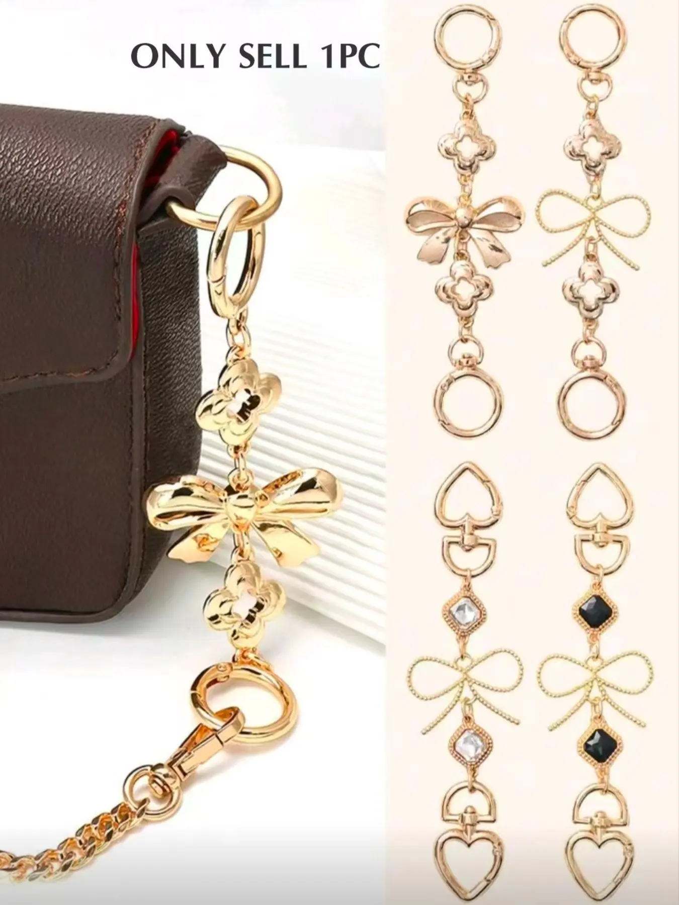 Purse Chain Extender Bag Extender Chain, Chain Detail, Elegant Butterfly Pattern, for Handbags and Crossbody Bags, All Seasons Accessory, Versatile Travel Accessory, Durable Material, Bag Chains for Handbags, Accessories for Bags