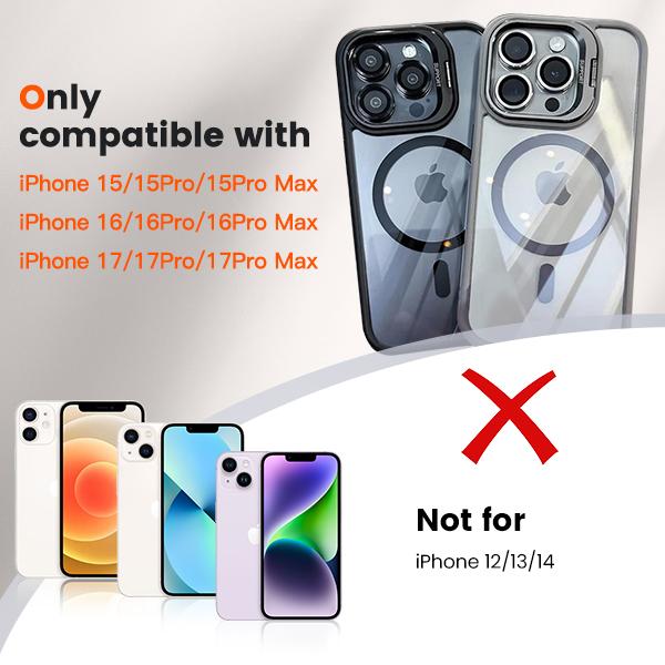 PuyaTeya Shockproof Camera Lens Protectors & Stand Protective Phone Case For iPhone 17 Pro Max cases 17/16/15/14/13/12 Pro/ProMax, MagSafe Durable Wireless Magnetic