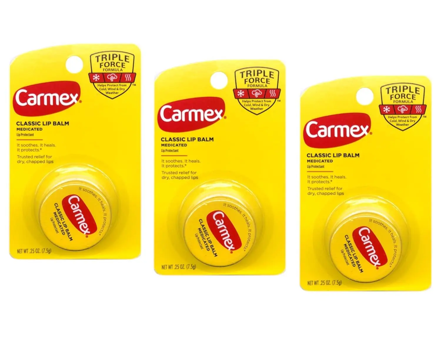 Carmex Classic Medicinal Lip Balm Stick (Pack of 3) - 0.25oz Camphor Base Therapy, Moisturizing Soothing Smooth Hydrating Lip Care Treatment, Moisturizing Lip Care, Soothing Lip Care
