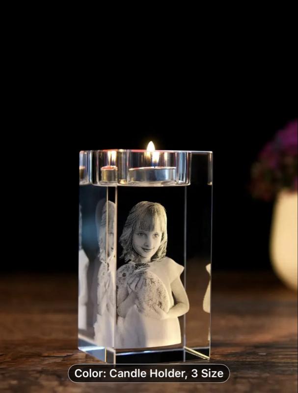 GANOVA 3D Crystal Photo Frame with Laser Engraving - ized with Your Own Photo & Text, Custom Name/Message, Horizontal/Vertical Display, Desktop Picture Frame for Birthdays,, Valentines - Gift for Women, Men, Pets -