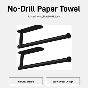 Wall Mounted Paper Towel Holder, Self-Adhesive Kitchen Paper Towel Rack, No-Drill Metal Paper Towel Hanger for Kitchen, Bathroom, Under Cabinet & Wall — Space Saving & Waterproof Design