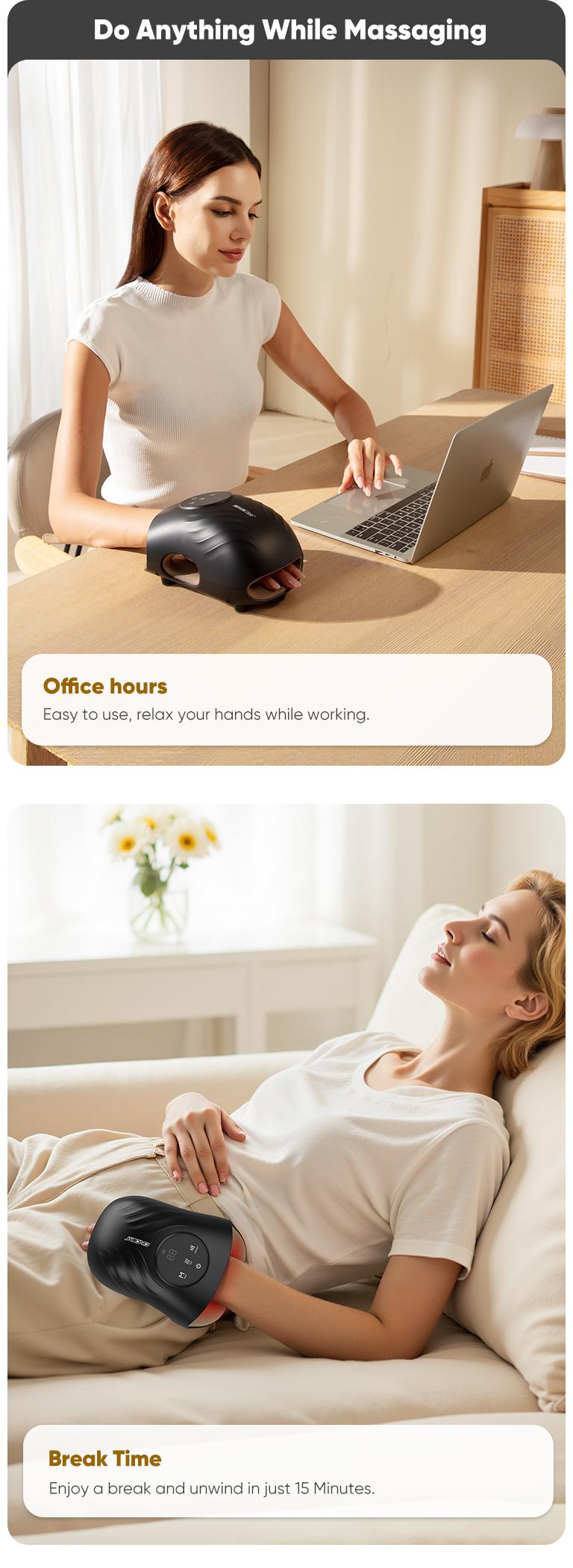 [Pro Model] CINCOM Hand Massager Pro for Enhanced Comfort and Relief, 4 Modes 4 Intensity 6 Heat Levels, Portable and Cordless, Advanced Airwave Technology and Sleek Design, Touchscreen Display, Perfect Gifts for Family, Friends, Enjoy it Anytime Anywhere