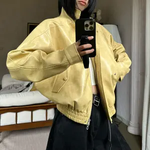 JCCC Stand Collar Oversized Moto Jacket Women's Faux Suede Jackets 2026 Fashion Fall Clothes Long Sleeve Open Front Cropped Coat Outwear Streetwear, Casual Long Sleeve Water- and Wind-Resistant Outerwear for Spring & Fall, Ladies Clothes for Daily Wear