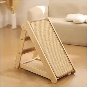 Vertical Foldable Triangular Cat Tree with Climbing Ladder Cat-Scratching-Post and Scratching Mat No Installation Suitable for Cats of All Ages