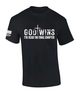 Trenz Shirt Company Men's God Wins I've Read The Final Chapter Short Sleeve T-shirt Casual Relaxed Fit Crewneck Tee for Faithful Streetwear Fashion Menswear 100% Cotton Top Quality - Shortsleeve
