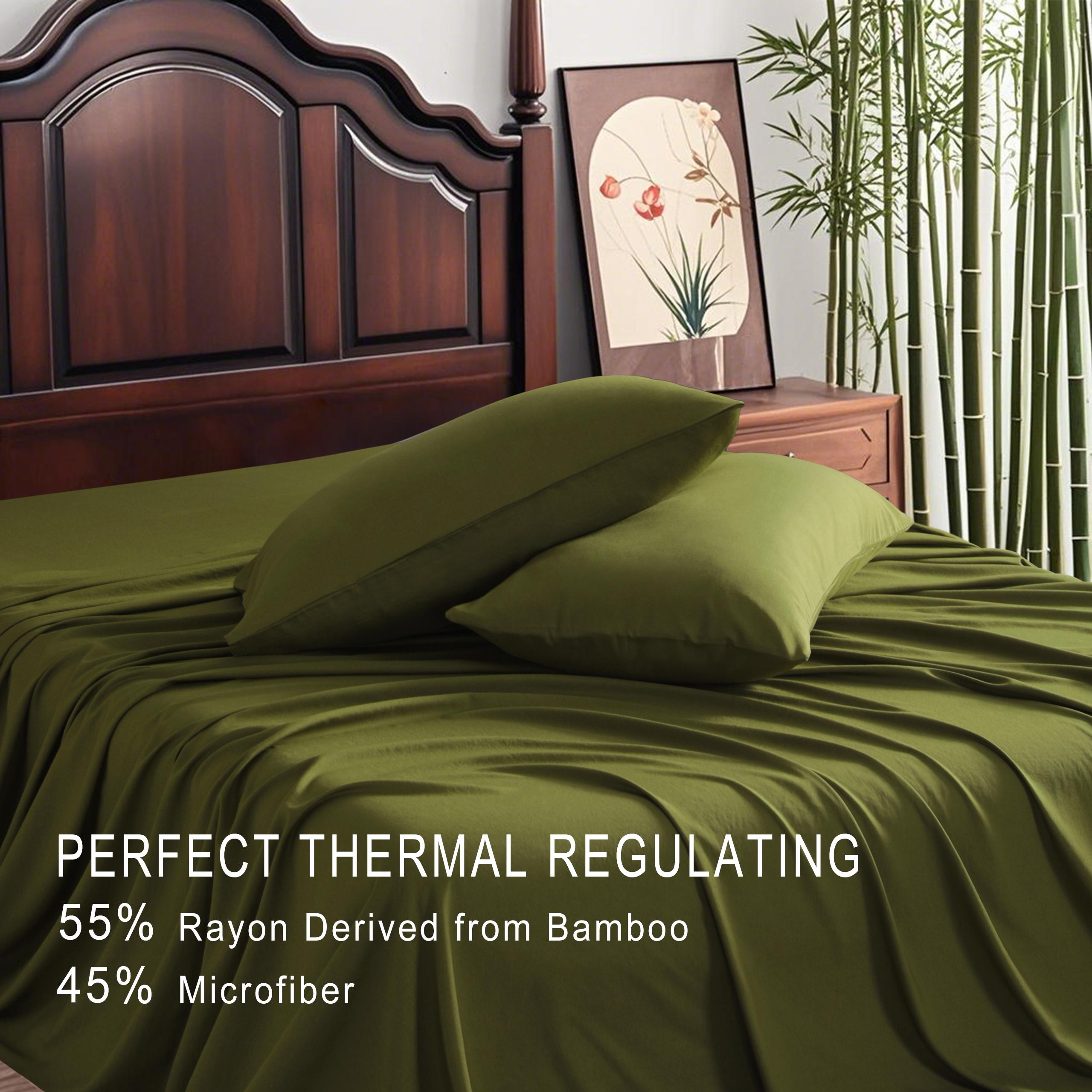 NTBAY Bamboo Sheets Set 3/4 Pcs - Soft Bedding Sets, Cooling Breathable Bedding Set | Hotel Luxury, Super Soft & Smooth, 15" Deep Pocket | Wrinkle/Fade Resistant, Skin Friendly, Bedroom Gift Idea