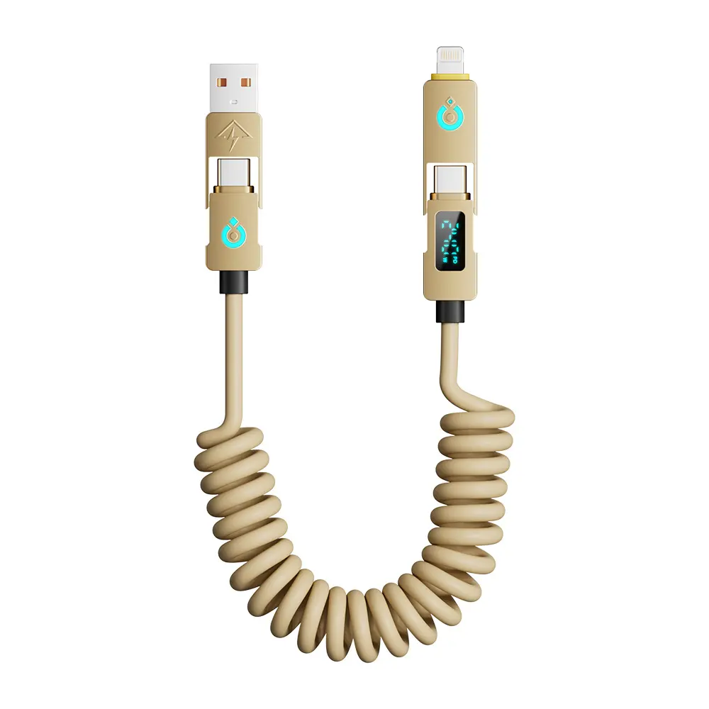 2m Retractable 4 in 1 Led 240w Type c to Type c Usb Fast Charging Data Cable