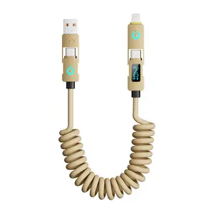 2m Retractable 4 in 1 Led 240w Type c to Type c Usb Fast Charging Data Cable