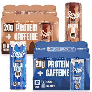 Spylt High Protein Chocolate + Cookies & Cream Milk Bundle | 60mg Caffeine, 20g Protein, 90 Calories | Ready to Drink, Sugar Free, Lactose Free Milk | Perfect for Workout Recovery & Afternoon Pick Me Up