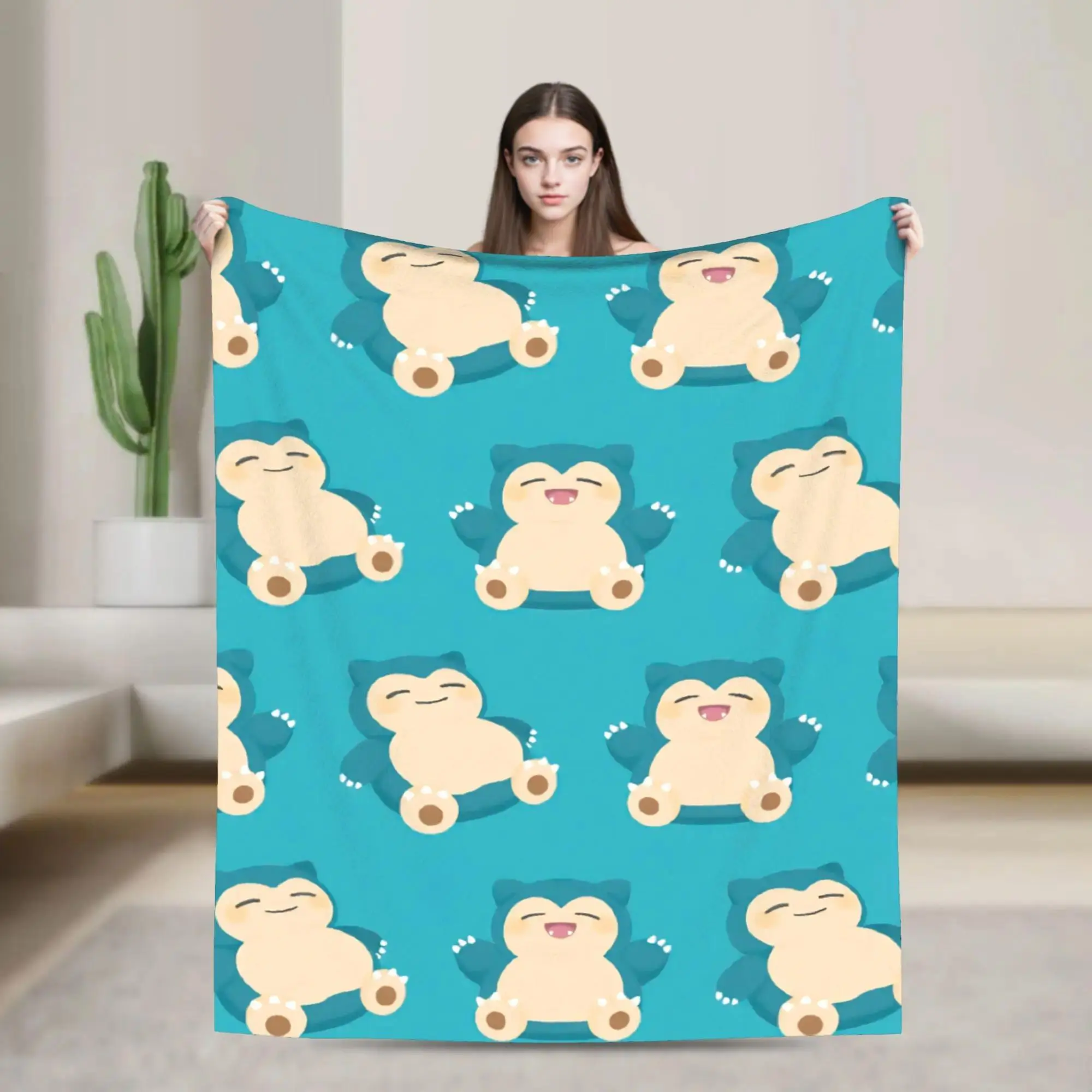Snorlax "More Sleep Please" Soft Flannel Blanket - Warm Fluffy Plush Throw for Couch, Bed, Picnic Use
