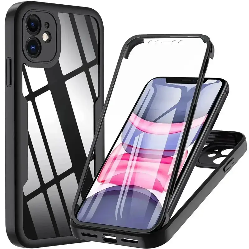 360 Full Body Front+Back Clear Protection Case For iPhone17Air 17 16E 16 15 14 13 12 Pro Max Plus  Shell-membrane Shockproof Cover,back to school,back to school haul