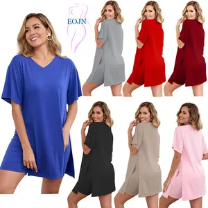 EOJN Women's Plus Size Two Pieces Outfits Short Sleeve Tunic Tops and Skinny Biker Shorts Sets Tracksuits Womenswear Bodycon,Comfort SpringStatements