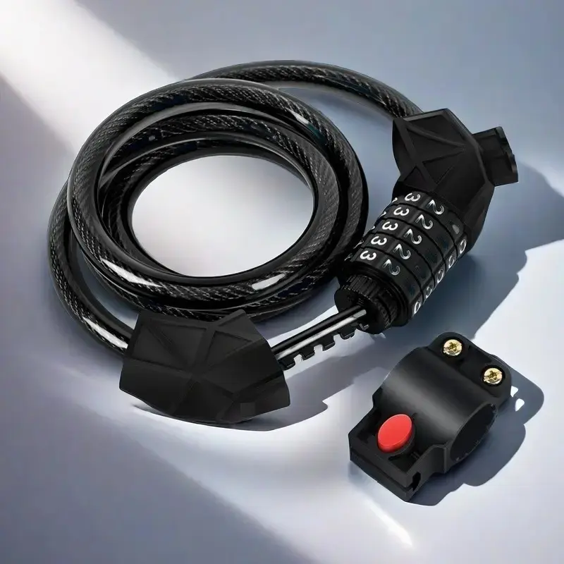 5-Digit Resettable Bicycle Lock - 4ft 8mm Braided Steel Cable, Weatherproof PVC, Tool-Free Easy Mount, Custom Combination, Anti-Theft & Scratch Protection for Cycling