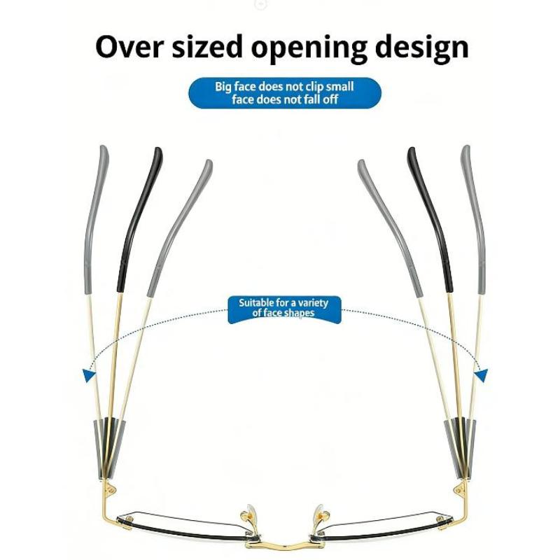 Smart Zoom Frameless Reading Glasses Auto Focus Multifocal Blue Light Filter UV Sun Protection Soft Silicone Nose Pads, HD Vision for Phone & Computer（+1.00 to +4.00 Diopters）