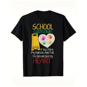 Funny School Custodian Appreciation T-Shirt - "My Hands Are Full" Custodian Gift with Janitorial Design, Soft Breathable Tee for Men & Women, Lightweight Crew Neck Shirt (Sizes S-XXXL) - Funny Janitor Gifts for Dad, Graphic Tee Men, T Shirt For Men