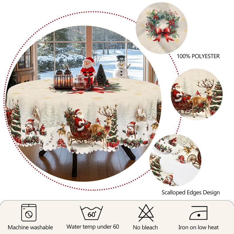 QUNTUE Christmas Winter Berry Wreath Pattern Tablecloth, 2025 Christmas Party Decoration, Garden Party, Restaurant Decoration, Indoor Outdoor Holiday Decorations, Round and Rectangle Multi Sizes, Gift for Friends QUNTUE Christmas Winter Berry Wreath Pattern Tablecloth, 2025 Christmas Party Decoration, Garden Party, Restaurant Decoration, Indoor Outdoor Holiday Decorations, Round and Rectangle Multi Sizes, Gift for Friends