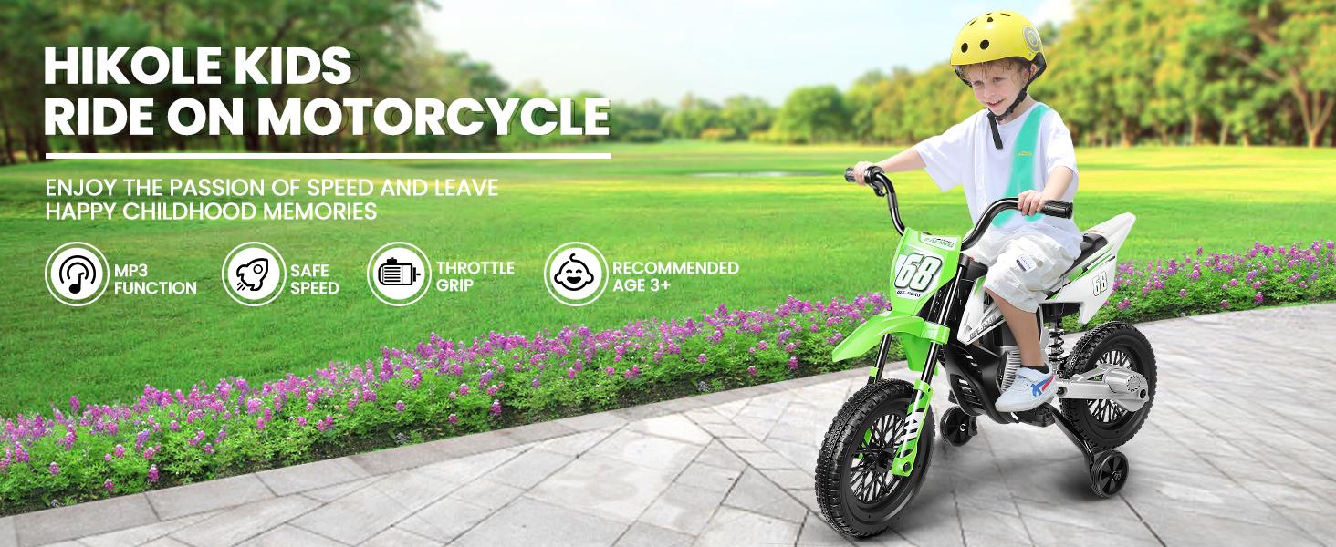 Hikole 12V Electric Training Wheel Dirt Bike for Kids – Battery Powered Ride-On Motorcycle with Spring Shock Absorption, Training Wheels, Durable Toddler Electric Bike for Boys Hikole 12V Electric Training Wheel Dirt Bike for Kids – Battery Powered Ride-On Motorcycle with Spring Shock Absorption, Training Wheels, Durable Toddler Electric Bike for Boys