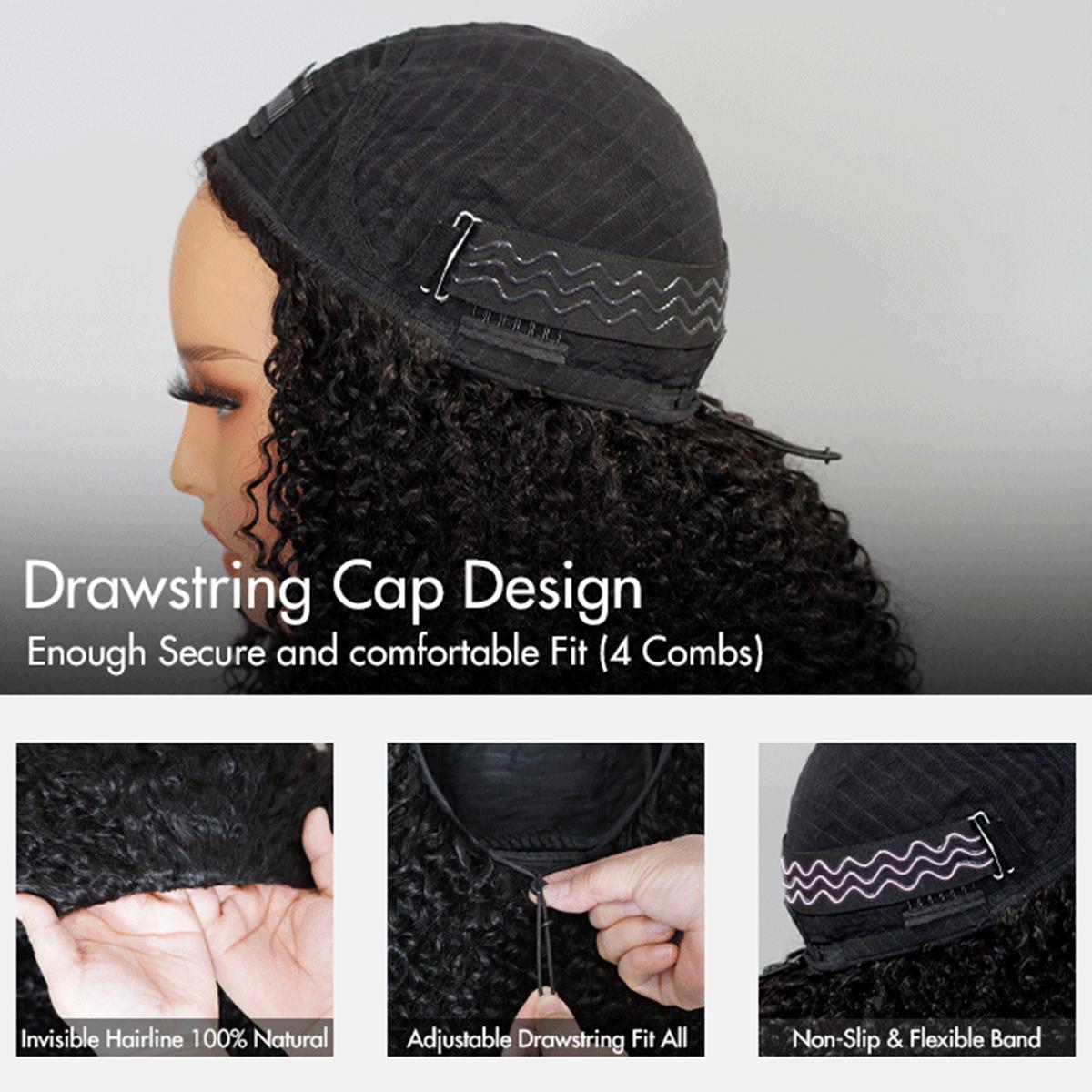 【New Arrival】Afro Kinky Curly Half Wig Flip Over Wear Go Glueless Wig Salon Quality 200 Density 100% Human Hair Drawstring Wig for Beginners #TikTokShopBackToSchool Hair Clip Set