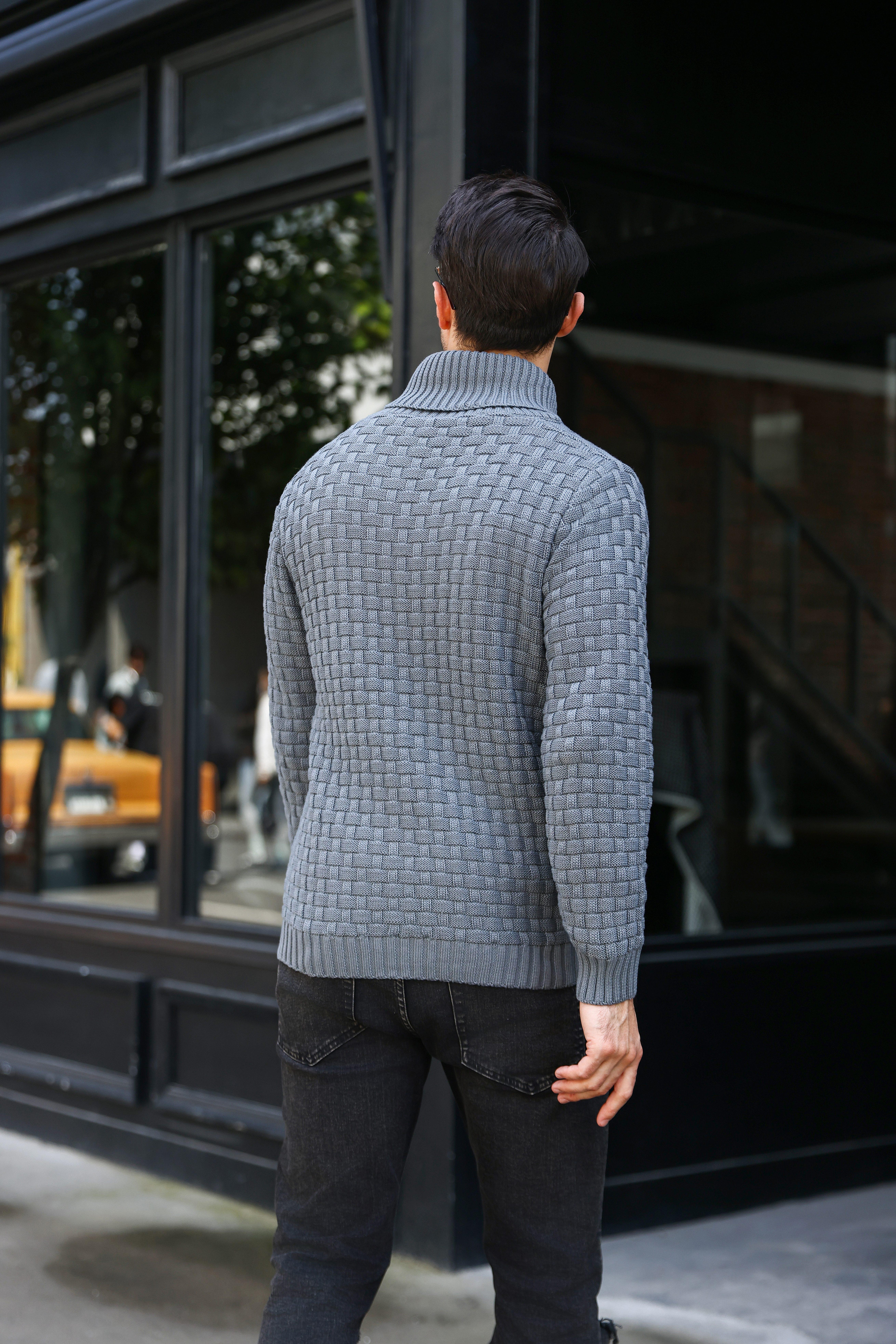 HYPESTFITMen’s Patchwork Knit Sweater – Long Sleeve, Stylish Fall Essential, Versatile & Multicolor