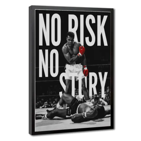 Vintage Boxing Wall Art Poster - "No Risk No Story" Motivational Print, Gym & Room Decor, Sports Wall Hanging, Inspirational Gift for Boxing Fans