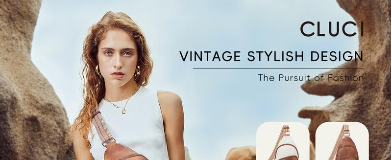 CLUCI HolidayHaul Small Sling Bag for Women and men, Vegan Leather Fanny Pack Crossbody Bag with Guitar Strap, Multi Pockets, Zipper Closure