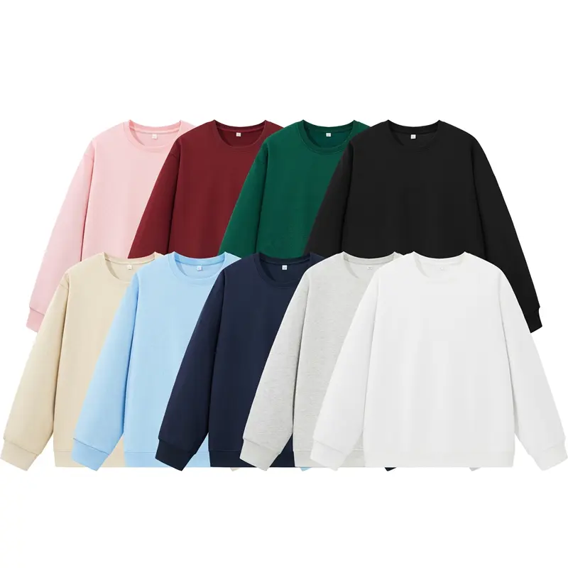 Men's Korean Style Loose-Fit Solid Plain Minimalist Crewneck Sweatshirt, Basic Layer-Friendly Drapey Lightweight Long-Sleeve Pullover, Casual Menswear Everyday Top