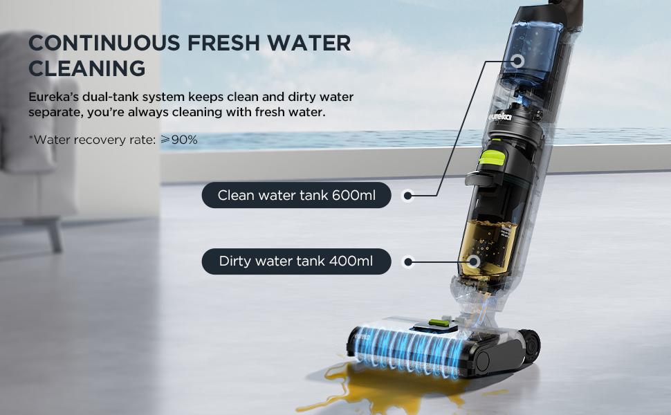 Eureka Cordless Wet Dry Hard Floor Cleaner, Self Cleaning, Smart Vacuum Mop for Multi-Surfaces, Perfect for Cleaning Sticky Messes, NEW400, Viral Cleaner Durable Household Items, 2 in 1 Vac Mop, Self-Propelled, TiktokShopSpringGlowUp, Steam Mop
