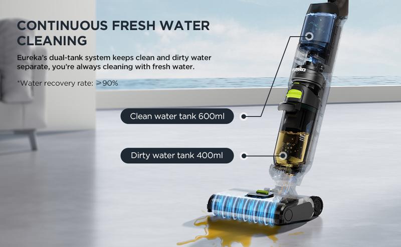 Eureka Cordless Wet Dry Hard Floor Cleaner, Self Cleaning, Smart Vacuum Mop for Multi-Surfaces, Perfect for Cleaning Sticky Messes, NEW400, Viral Cleaner Durable Household Items, 2 in 1 Vac Mop, Self-Propelled, Jumpstart Sale