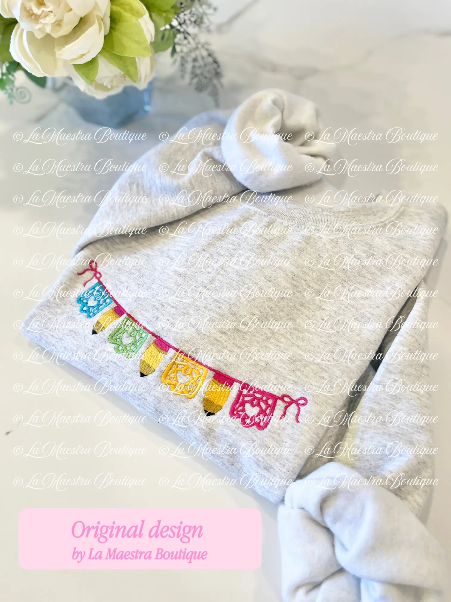Embroidered Papel Picado Maestra Sweatshirt, Embroidered Maestra Bilingüe Sweatshirt, Consejeras, Directoras, Papel Picado, Maestra Gift, Christmas Maestra Bilingüe Gift, Teacher Appreciation Gift