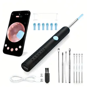Ear Wax Removal Kit with 1080P HD Camera 6 Tips Waterproof Otoscope for iOS Android Safe Canal Cleaning Tool Portable Box Visual Endoscope Wireless WiFi Light Upgrade Earpick Flashlight