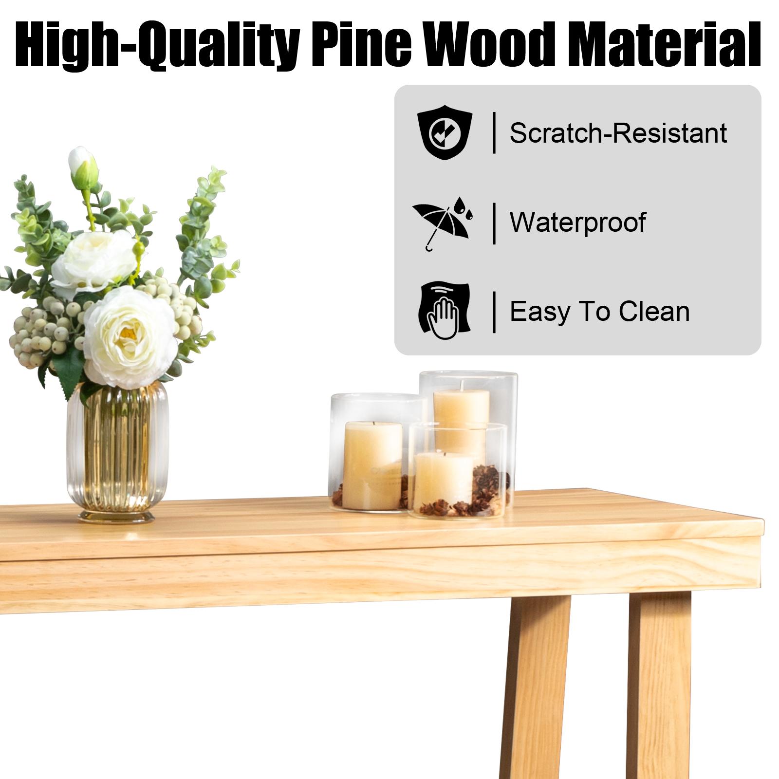 Karl Home 35.8/43.3-Inch Solid Wood Console Table (Black/Wood Color) – Perfect for Entryway, Hallway, Behind the Couch, Living Room & Foyer