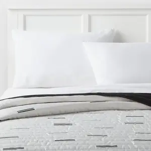 Twin/Twin Extra Long Satin Quilt White/Black - Room Essentials: Midweight Sateen Coverlet, OEKO-TEX Certified