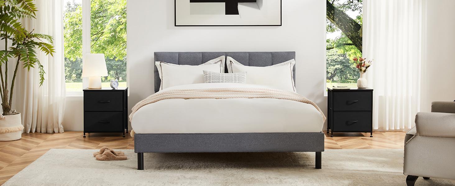 SweetFurniture Nightstand, Nightstand with 2 Fabaric Drawers, Bedside Furniture, Night Stand, Small Dresser for Bedroom, College Dorm, End Table with Fabric Bins, Dormitory SweetFurniture Nightstand, Nightstand with 2 Fabaric Drawers, Bedside Furniture, Night Stand, Small Dresser for Bedroom, College Dorm, End Table with Fabric Bins, Dormitory