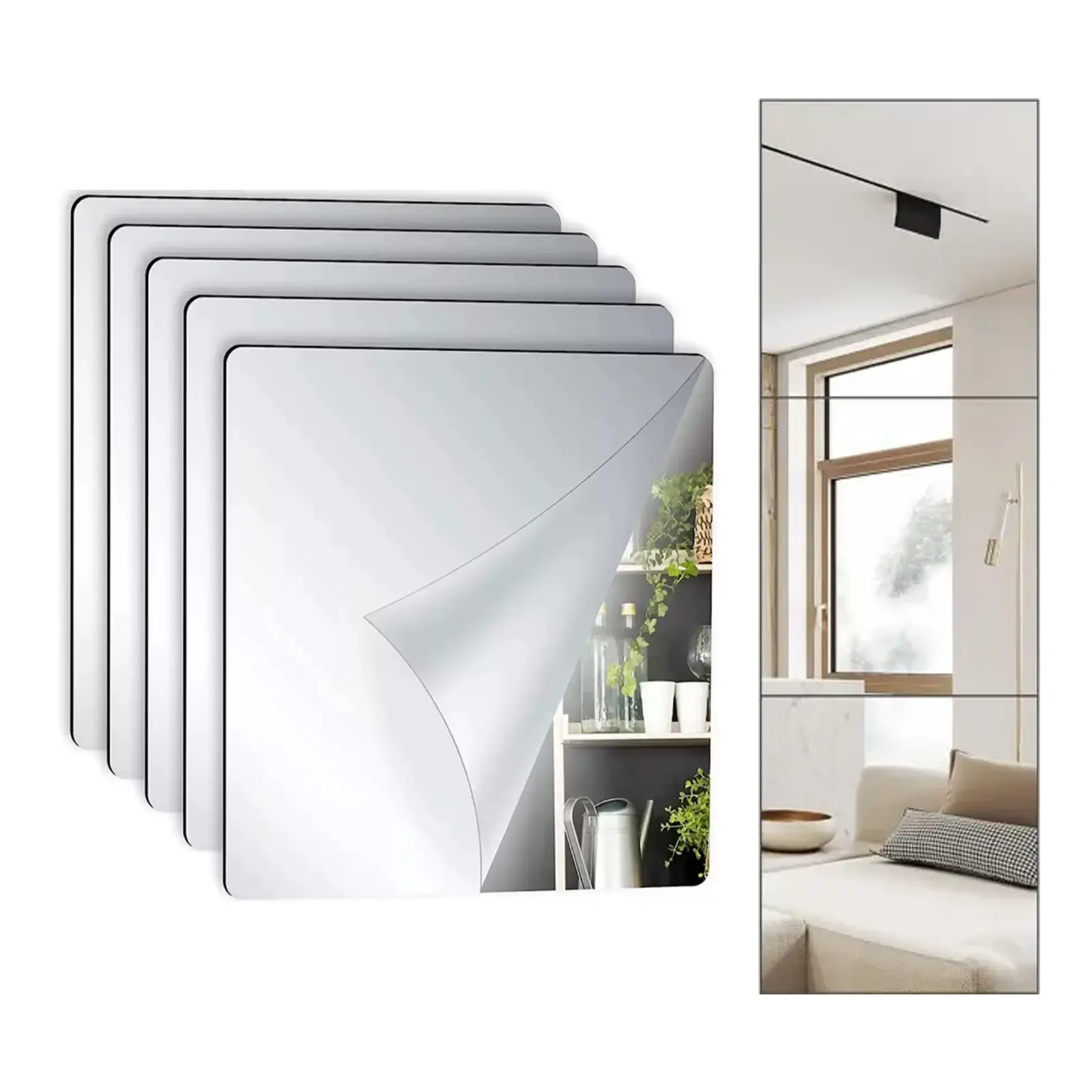 Acrylic Mirror Wall Tiles,11.82*15.72in,Self-Adhesive Flexible Frameless Design,Easy Installation,Perfect for Indoor Decoration,Bathroom Gym Yoga Studio Use.