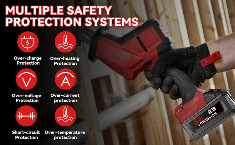 2/4-Pack 18V 8.0Ah M18 Battery Replacement for Milwaukee - High-Capacity Lithium-Ion with USB Charging, Compatible with 48-11-1850/1840/1852/1815 & More Cordless Power Tools Outdoorfun