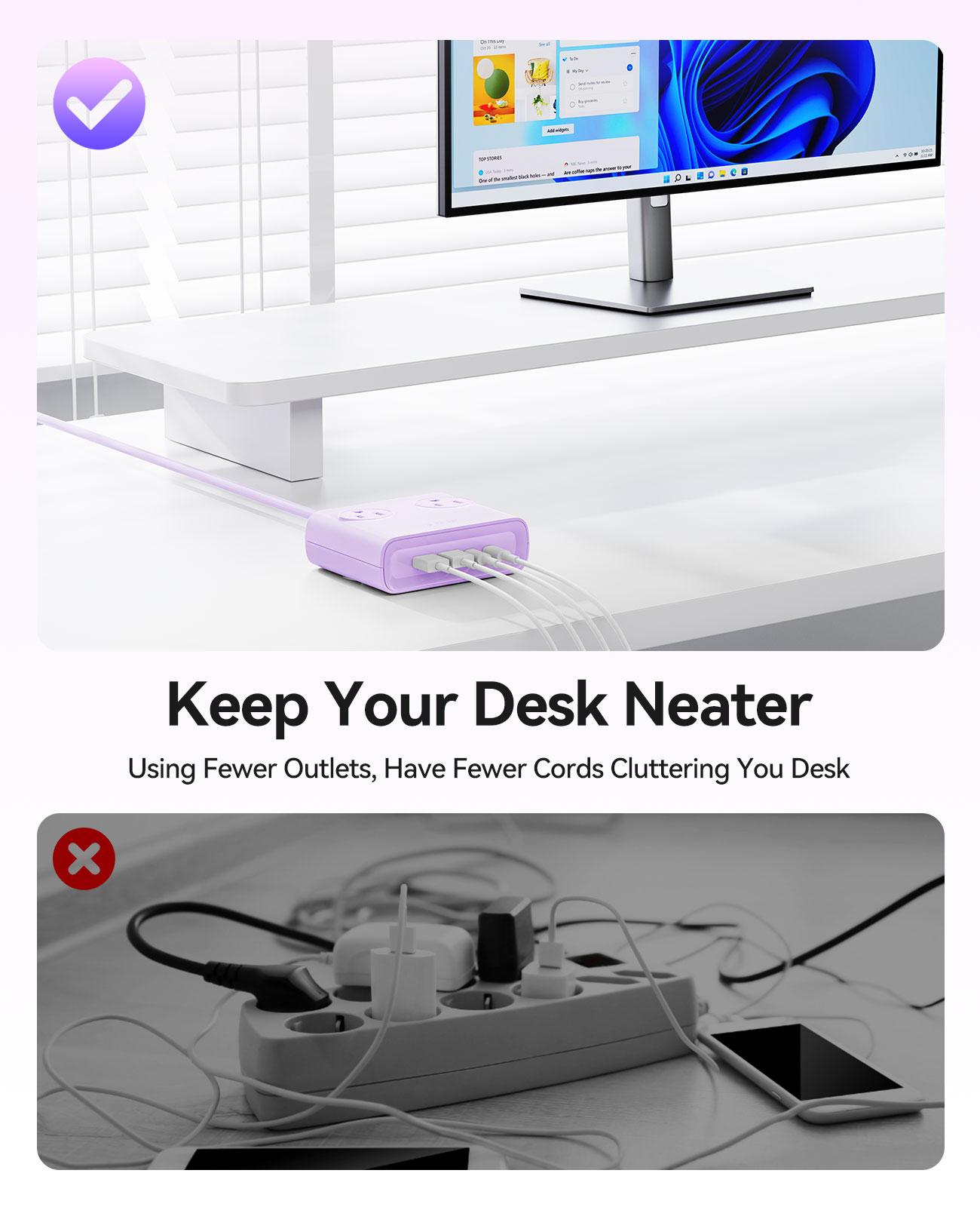 ORICO Universal Power Strip 1.6 Meters Extension Cord Travel Power Socket USB Charger Power Extension Outlet-PDC